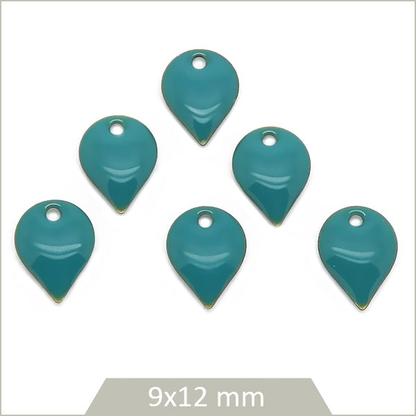 6 sequins effet émaillé goutte inversée jade