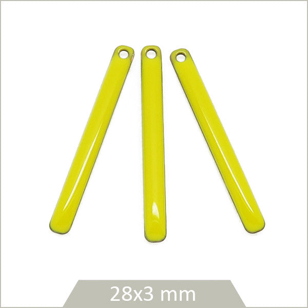 4 sequins effet émaillé bâtonnet jaune 28mm