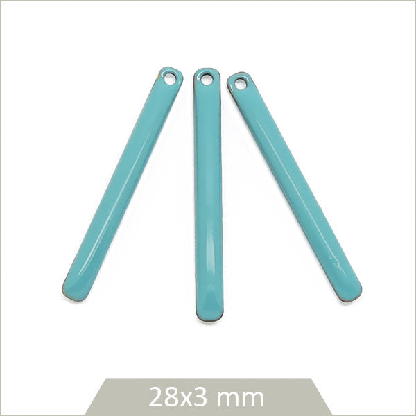 4 sequins effet émaillé bâtonnet bleu lagon 28mm