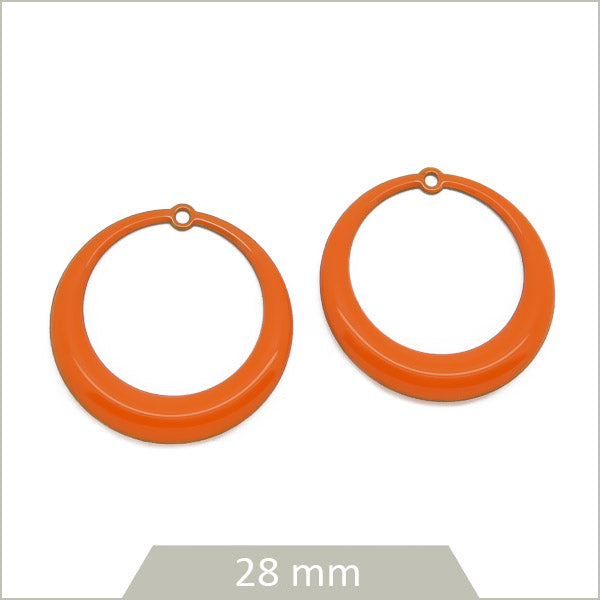 4 créoles effet émaillé orange