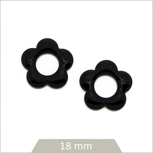 4 sequins fleurs effet émaillé noirs