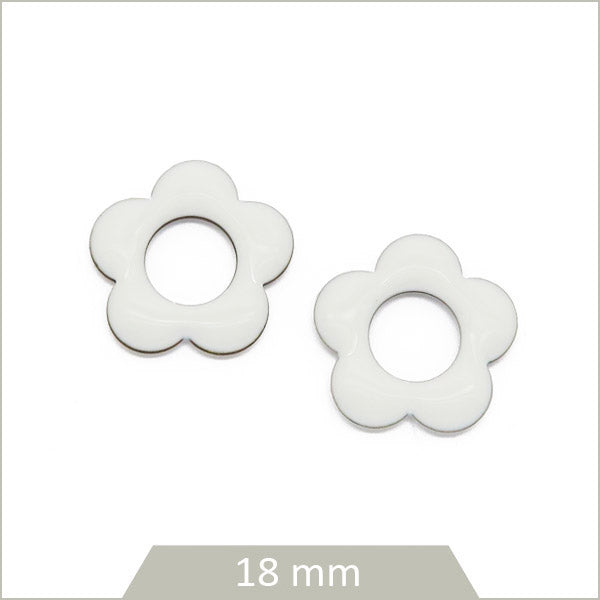 4 sequins fleurs effet émaillé blanc
