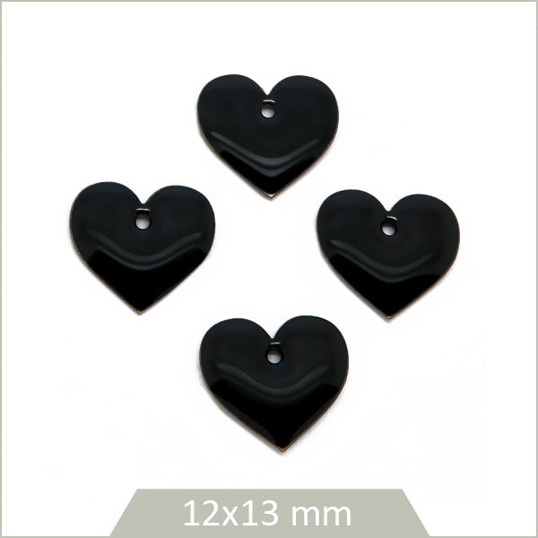 6 sequins effet émaillé coeur noir
