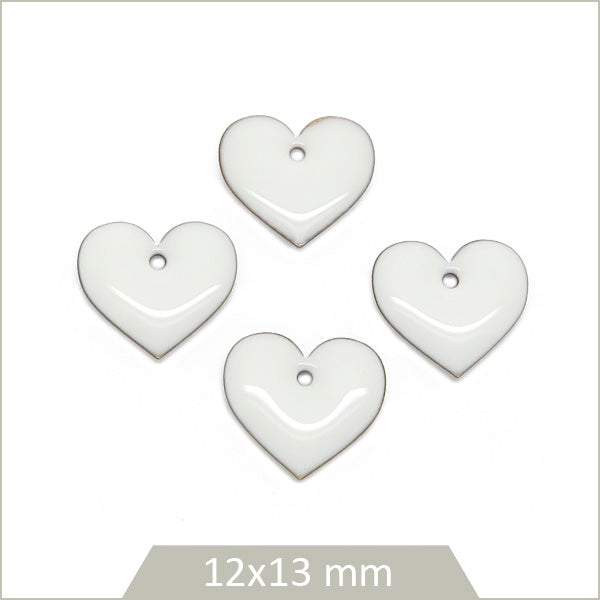 6 sequins effet émaillé coeur blanc