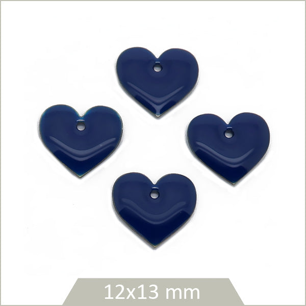 6 sequins effet émaillé coeur bleu marine