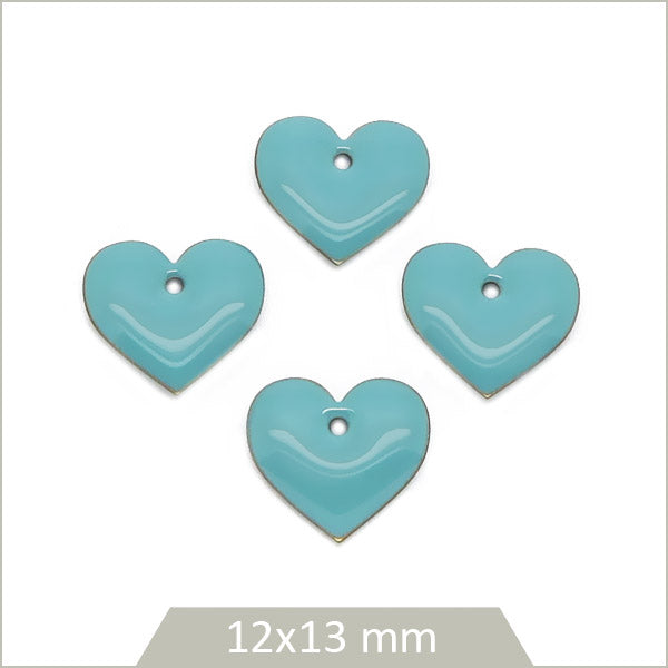 6 sequins effet émaillé coeur bleu lagon
