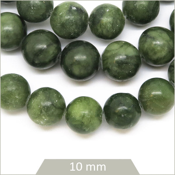 Env. 36 perles rondes en Jade de Chine, 10 mm
