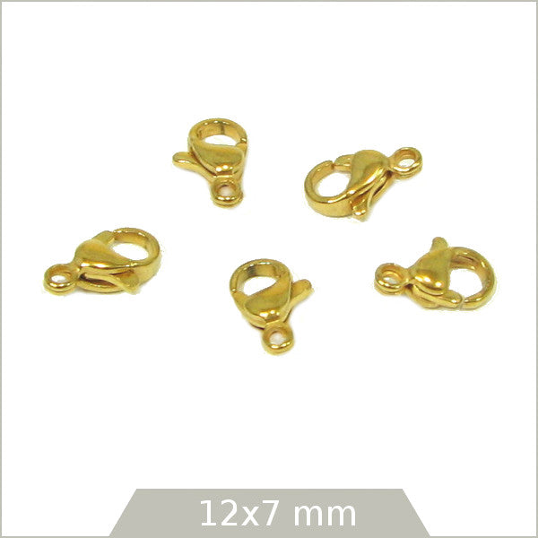 8 fermoirs mousquetons en acier inox doré
