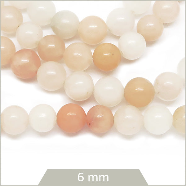 Env. 60 perles rondes en Aventurine rose, 6 mm