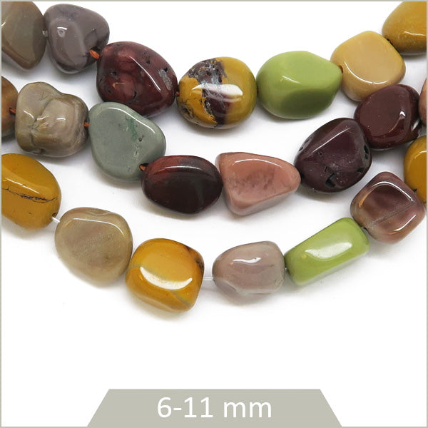 Env. 22 perles galets en Agate Alashan, calibre 6 à 11 mm env.