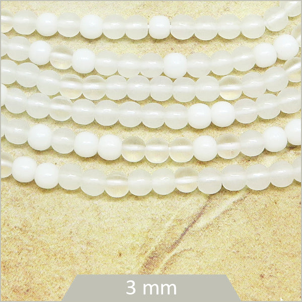 Env. 120 perles de verre rondes blanc dégradé, 3 mm