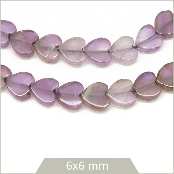 Env. 65 perles coeur en Améthyste, 6x6 mm