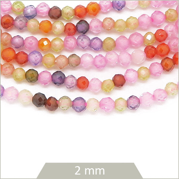 Env. 180 perles pierre naturelle à facettes Zircon, 2 mm