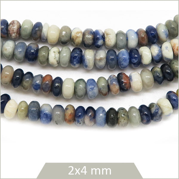 Env. 160 perles soucoupes en Sodalite, 4x2 mm
