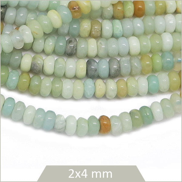 Env. 160 perles soucoupes en Amazonite, 4 mm