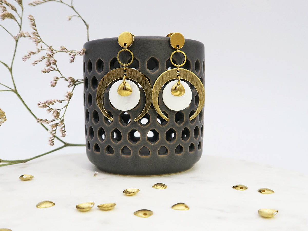 boucles d'oreilles nacre et doré