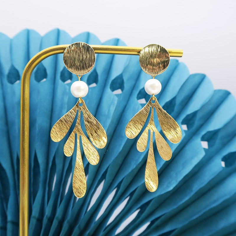 Boucles d'oreilles nacre et laiton