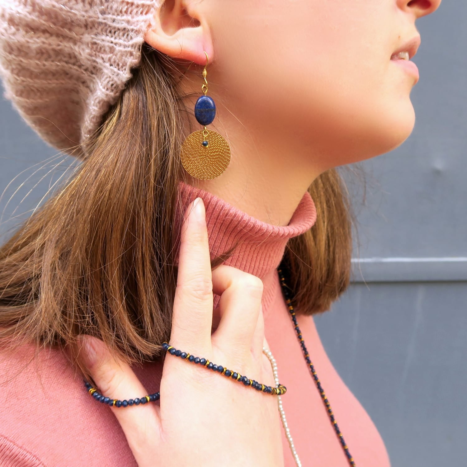 Bijou DIY boucles d'oreilles texture vannerie