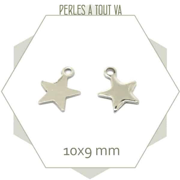 10 breloques étoiles en acier 10x9 mm