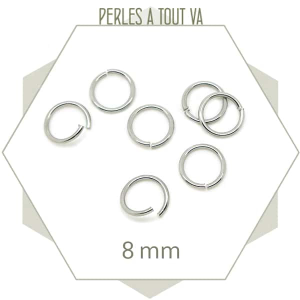 Lot 200 Anneaux Ouverts Doré 8 Mm Acier Inox 304 – Anneaux De Jonction Pour Bijoux DIY, Colliers, Bracelets, Boucles D'Oreilles