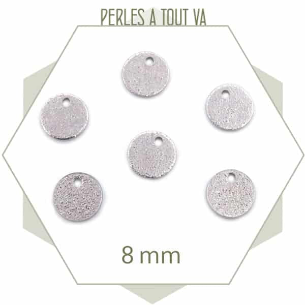 petit breloque ronde texturée acier