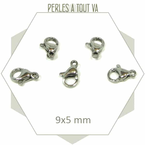 Fermoir mousqueton acier pour bijoux