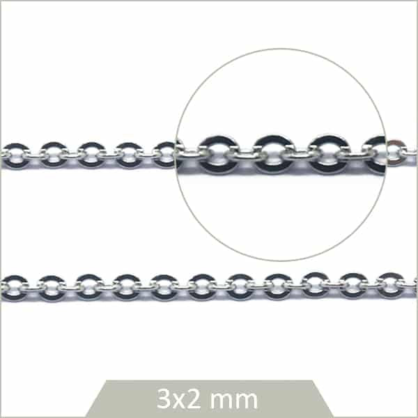 Vente chaine maille ovale forçat acier