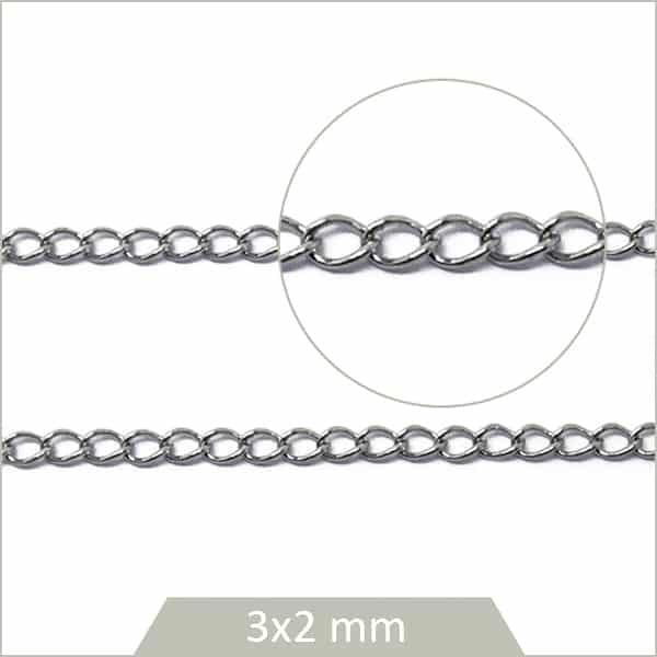 Chaine gourmette acier pour bijoux