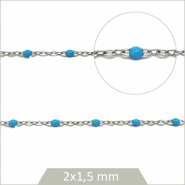 Chaine acier maillons émaillés au mètre pour bijoux