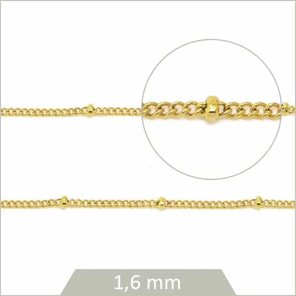 chaine gourmette petites billes acier doré