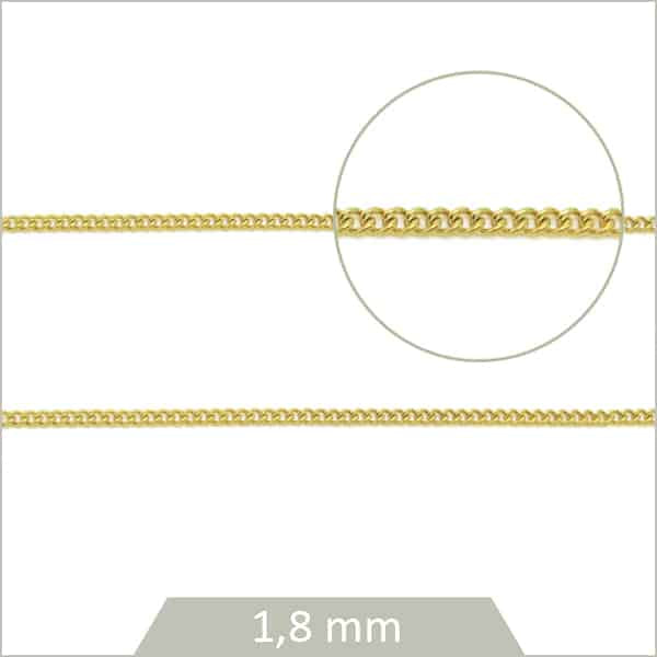 Vente chaine gourmette en acier inox dore