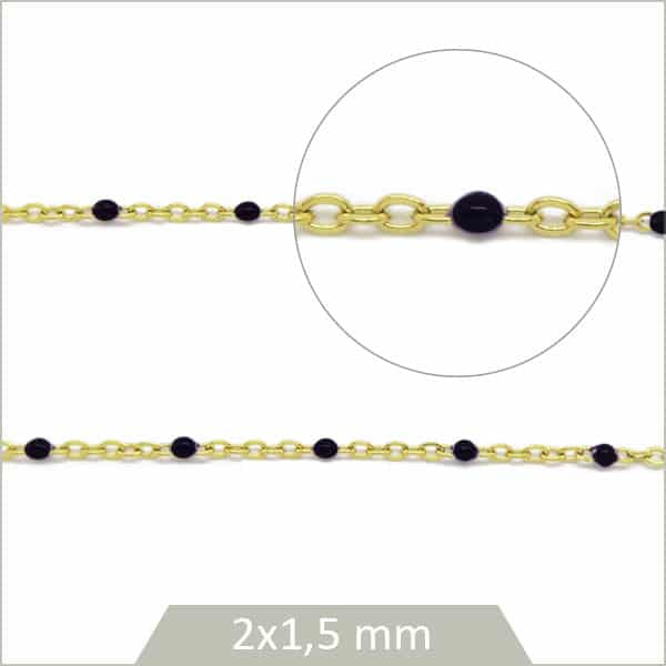 Chaine acier dore et email pour bijoux
