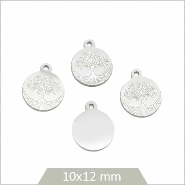 Breloque ronde acier pour bapteme