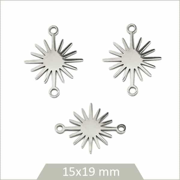 Connecteur pendentif étoile acier couleur argent