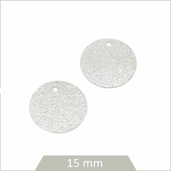 Breloque ronde scintillante acier