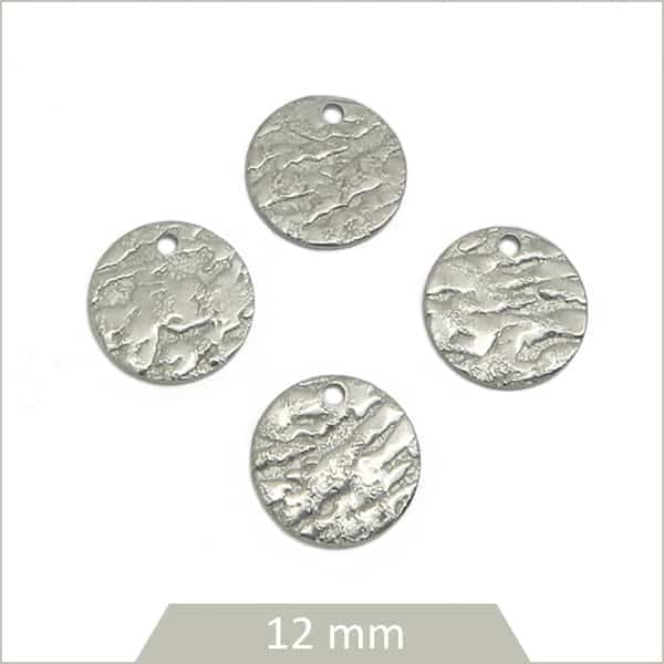 Pendentif rond texturé en acier