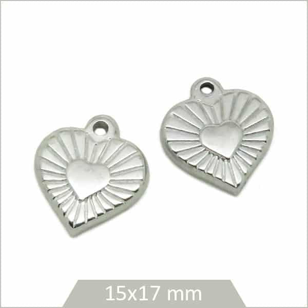 Vente breloque coeur en acier pour bijoux