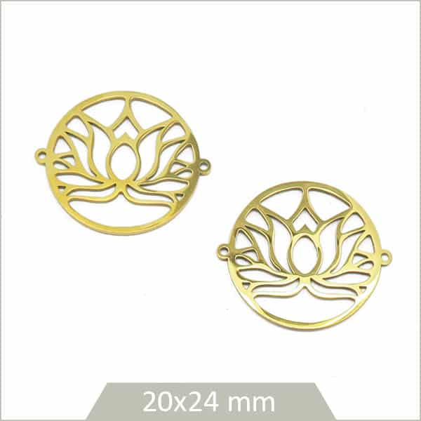 Vente connecteurs ronds lotus acier inox doré