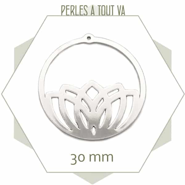 vente breloque ronde lotus