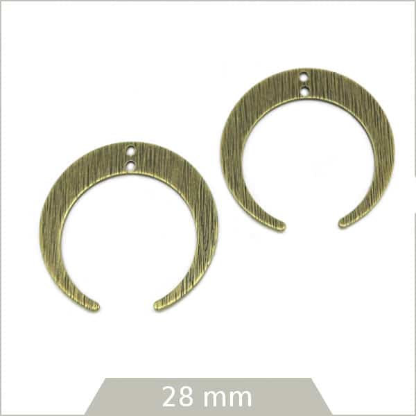 Connecteur bijou forme lune bronze