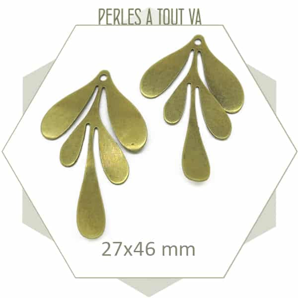 grossiste pendentif feuille bronze