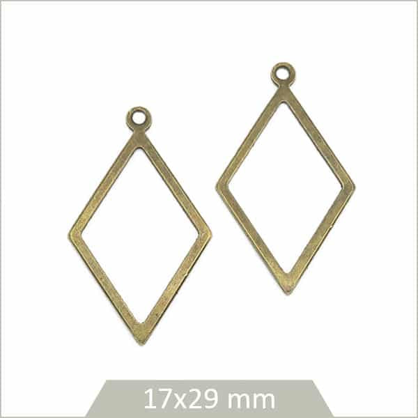 breloque losange ajouré bronze