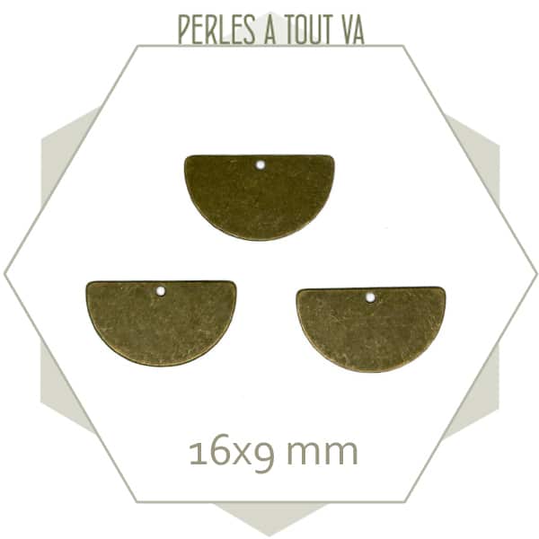 10 breloques demi cercle bronze