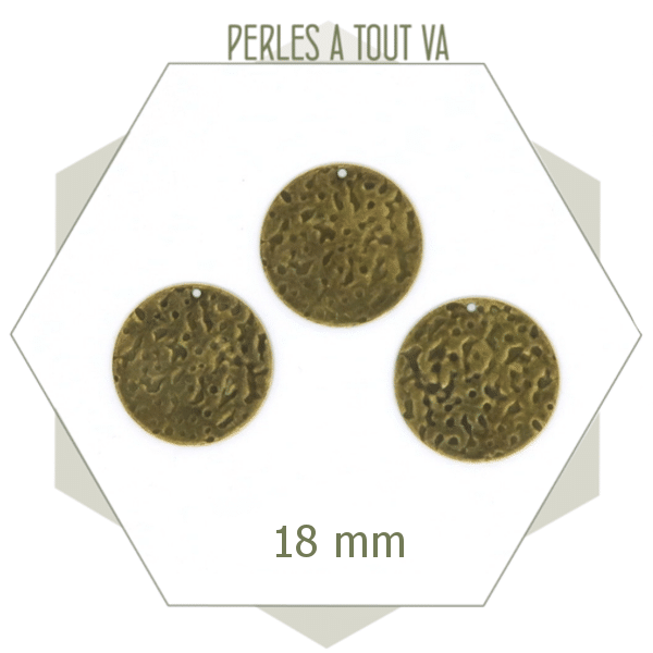 Vente breloque ronde texturée bronze