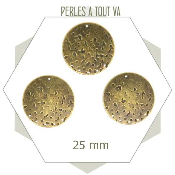 Breloque connecteur bronze texturée