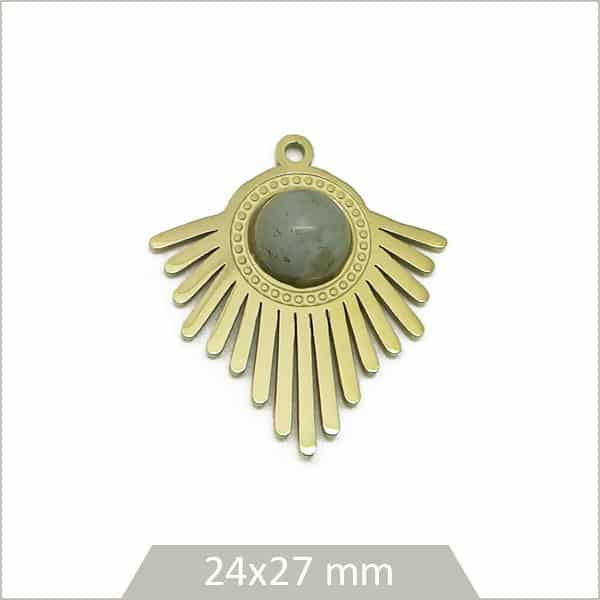 pendentif unique acier doré pierre labradorite