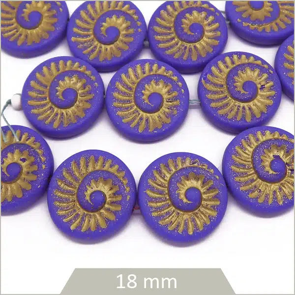 Perles tchèques fossile indigo