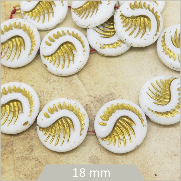 Vente perles tchèque blanches motif plume