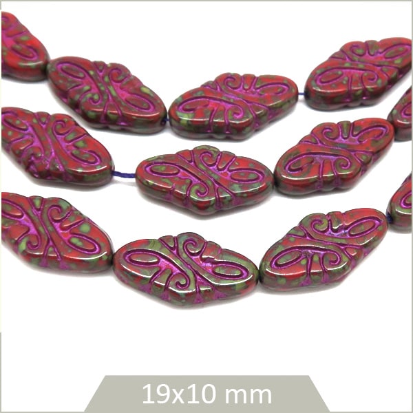 perles tchèque navette en verre rose indien