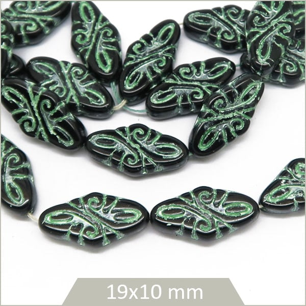 Grossiste perles tcheque arabesques noires